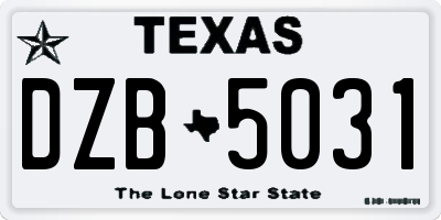 TX license plate DZB5031