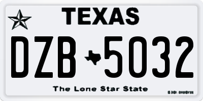 TX license plate DZB5032