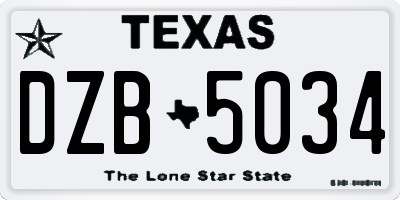 TX license plate DZB5034