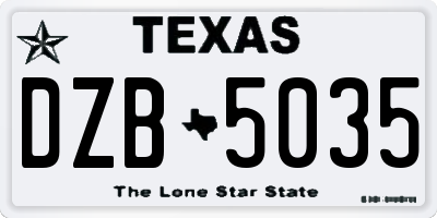 TX license plate DZB5035