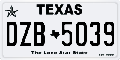 TX license plate DZB5039