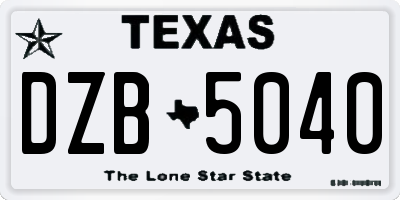 TX license plate DZB5040