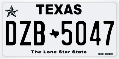 TX license plate DZB5047