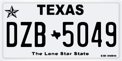 TX license plate DZB5049