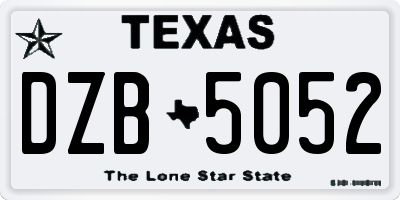 TX license plate DZB5052