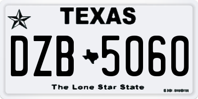 TX license plate DZB5060