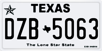 TX license plate DZB5063