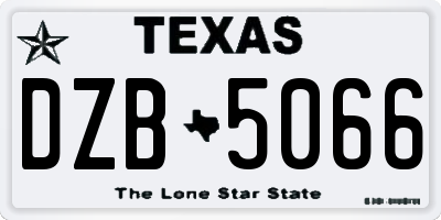 TX license plate DZB5066