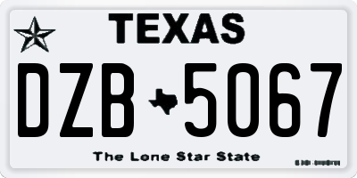 TX license plate DZB5067