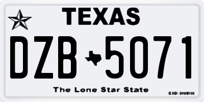 TX license plate DZB5071