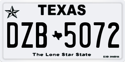 TX license plate DZB5072