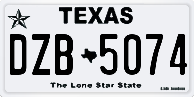 TX license plate DZB5074