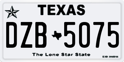 TX license plate DZB5075