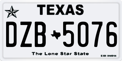 TX license plate DZB5076