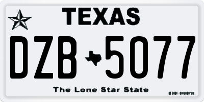 TX license plate DZB5077