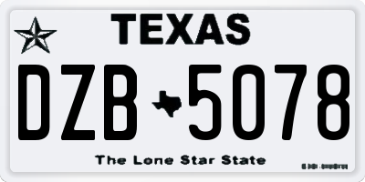 TX license plate DZB5078