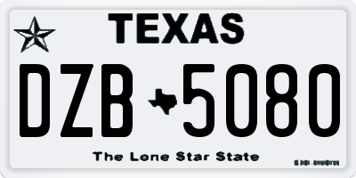 TX license plate DZB5080