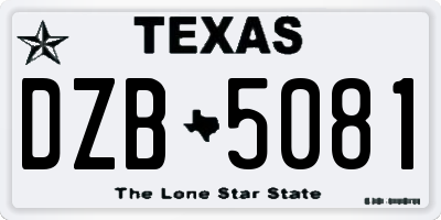 TX license plate DZB5081