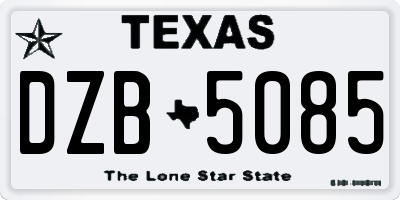 TX license plate DZB5085