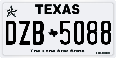 TX license plate DZB5088