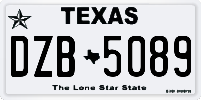 TX license plate DZB5089