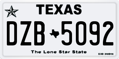 TX license plate DZB5092