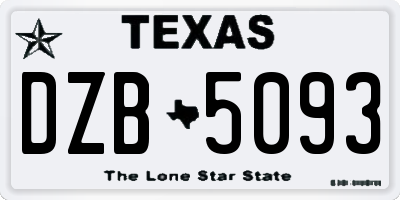 TX license plate DZB5093