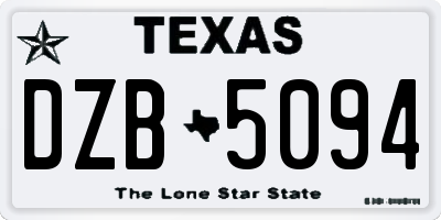 TX license plate DZB5094
