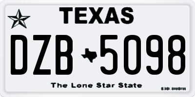 TX license plate DZB5098