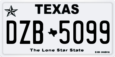 TX license plate DZB5099