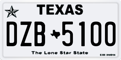 TX license plate DZB5100