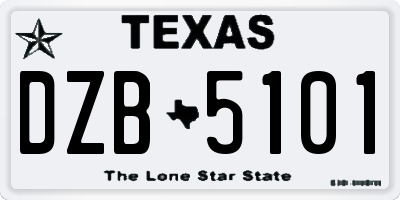 TX license plate DZB5101