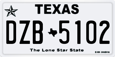 TX license plate DZB5102