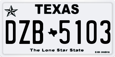 TX license plate DZB5103