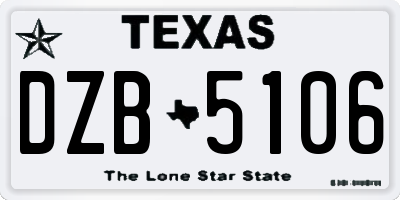 TX license plate DZB5106