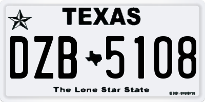 TX license plate DZB5108