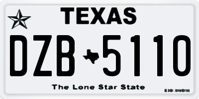 TX license plate DZB5110