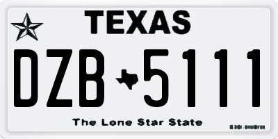 TX license plate DZB5111