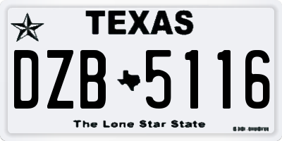 TX license plate DZB5116