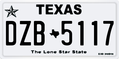 TX license plate DZB5117