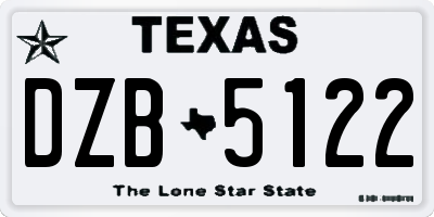 TX license plate DZB5122