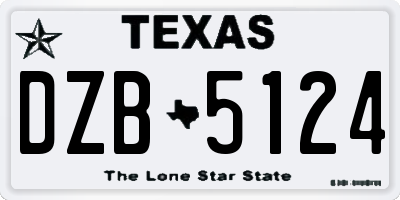 TX license plate DZB5124