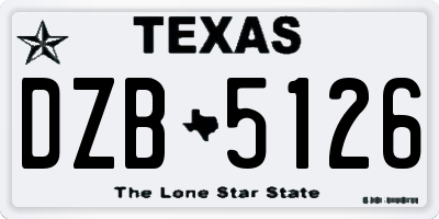 TX license plate DZB5126