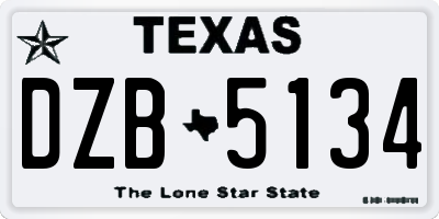 TX license plate DZB5134