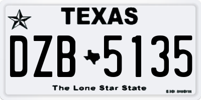 TX license plate DZB5135