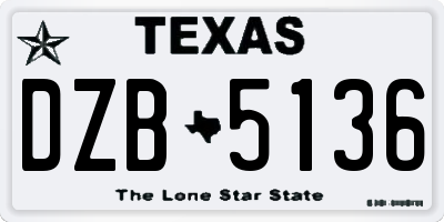 TX license plate DZB5136