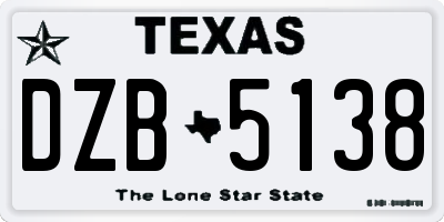 TX license plate DZB5138