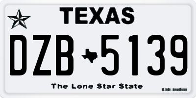 TX license plate DZB5139