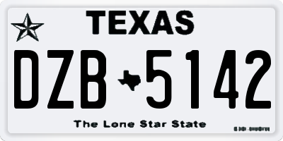 TX license plate DZB5142