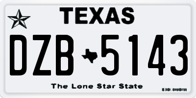 TX license plate DZB5143